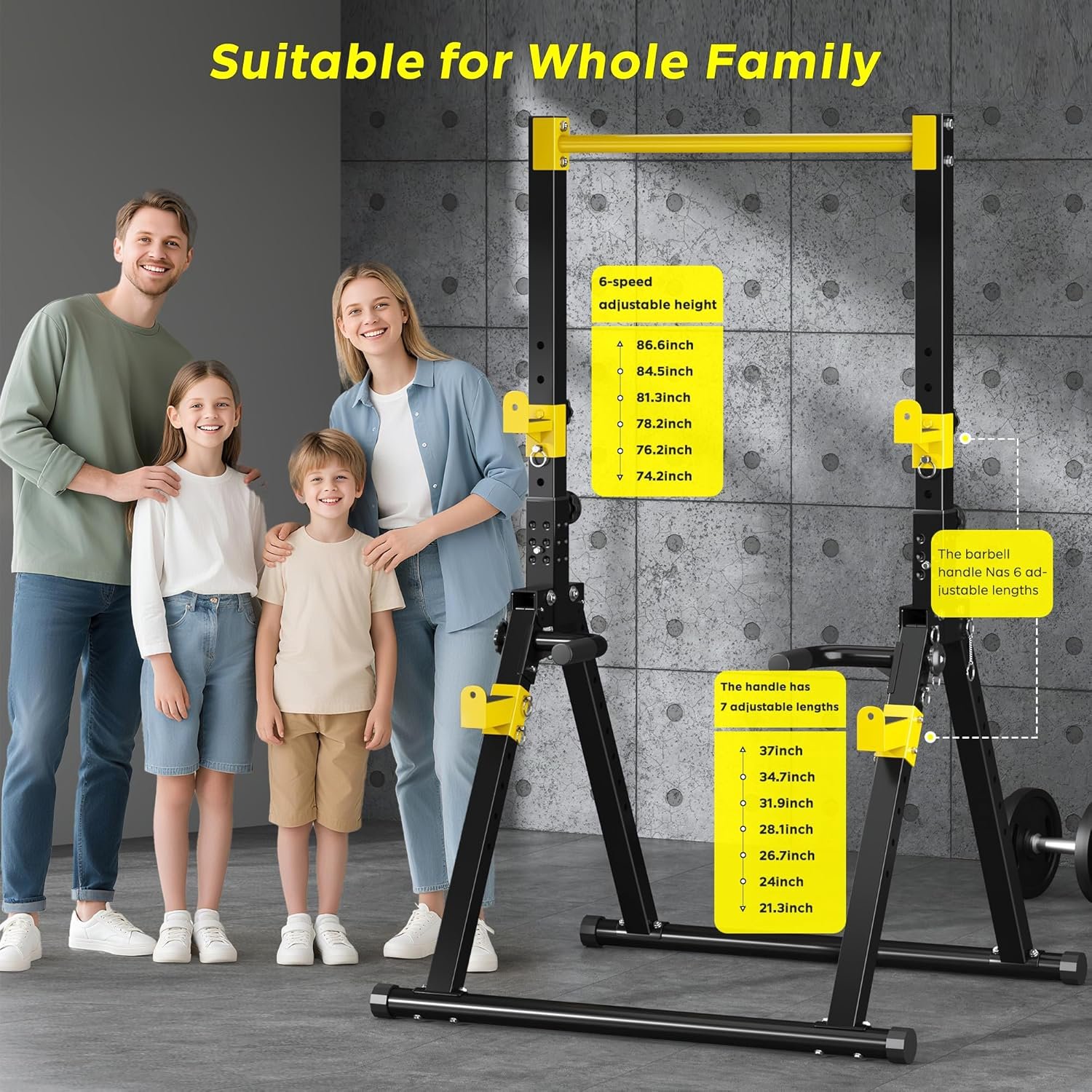 DlandHome Foldable Power Tower Pull Up Bar Dip Station, Adjustable Height Multifunction Workout Pull Up Tower Station for Home Gym, Strength Training Equipment, Triangular Legs, Up to 330lbs - Image 5