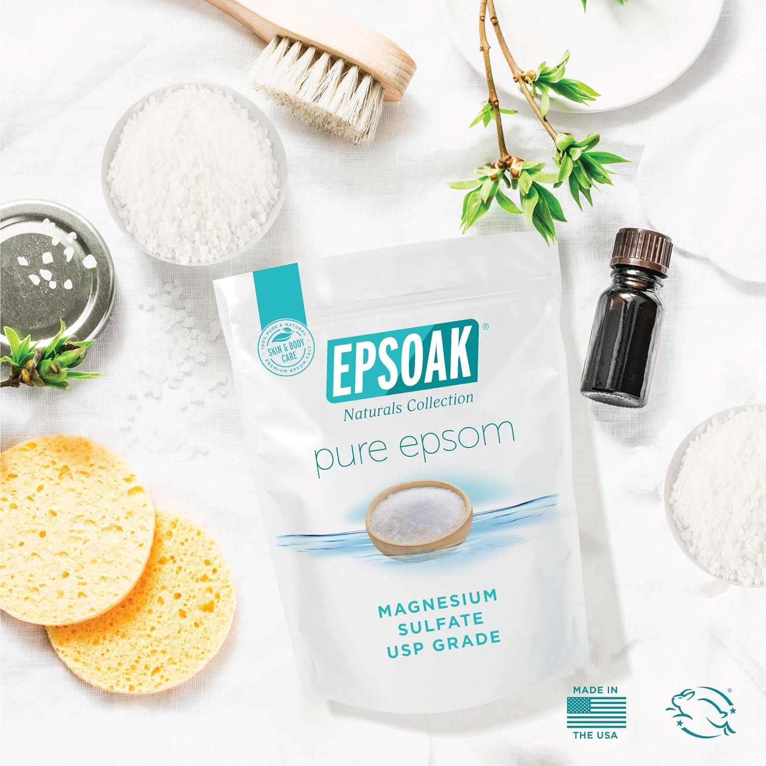 Epsoak Epsom Salt 38 lb. Magnesium Sulfate USP. (Qty. 2 x 19lb. Bags) Resealable Epsom Salt Bulk Bags Unscented, Made in The USA, Cruelty-Free Certified - Image 4