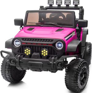 24V Kids Ride on Car, Kids Electric Vehicles Car Ride on Toy Truck for Toddlers 3-5 w/Remote Control, 400W Motor – Pink
