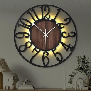 24” Ultra-Silent Wall Clock with Night Light, Glow in The Dark Decorative Wall Clock...