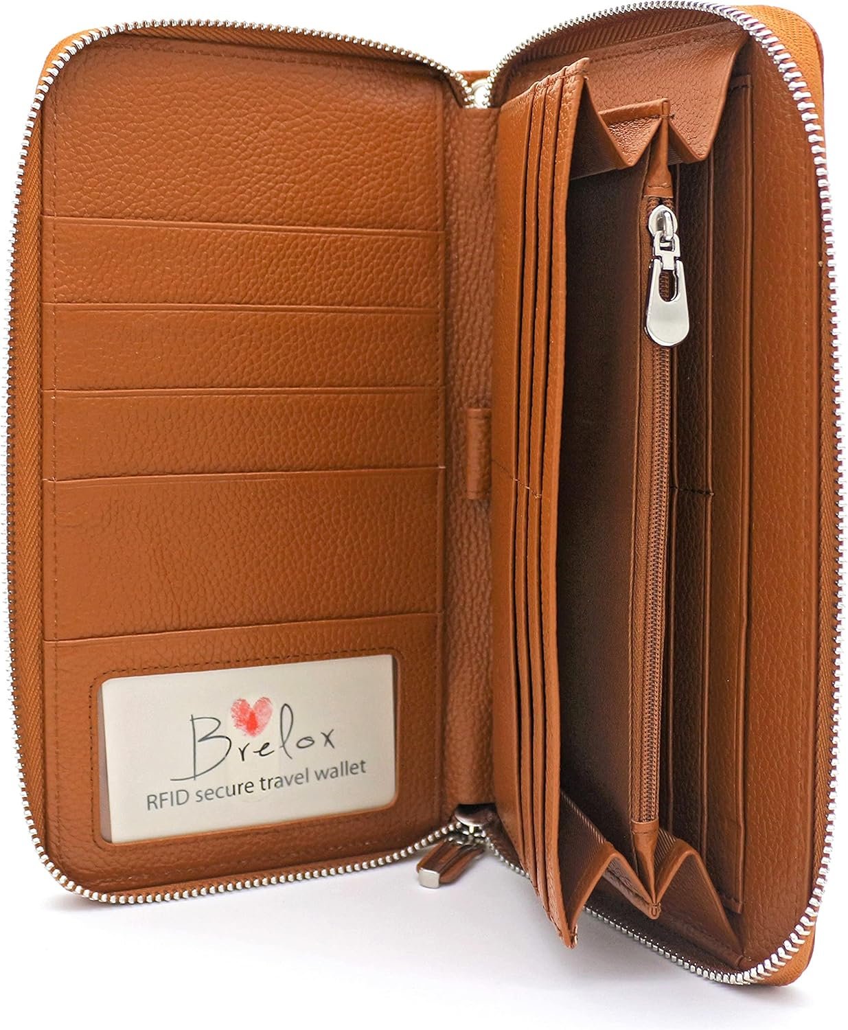 Brelox Travel Wallet Family Passport Holder - RFID Document Organizer for 4 5 6 passports - Genuine Leather - Brown - Image 3