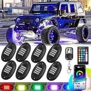 8 Pods RGB LED Rock Lights for Jeeps Trucks Golf Cart ATV UTV RZR SUV Offroad Pickup Car, ...