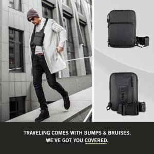 Kenneth Cole REACTION Ryder Coated Polyester Tech Crossbody Bag, Black