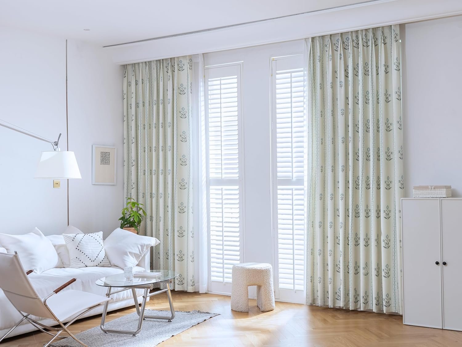 Linen Blend Pinch Pleated Curtains for Living Room, Bedroom, Dining Room - Light Filtering Curtains 2 Panels Set - Luxury and Modern Floral Printed Design - Antique White, 30" W x 84" L - Image 7
