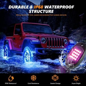 8 Pods RGB LED Rock Lights for Jeeps Trucks Golf Cart ATV UTV RZR SUV Offroad Pickup Car, ...