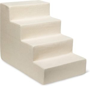 Best Pet Supplies Dog Stairs & Steps – Foam Steps for Small Dogs & Cats, Non-Slip Indoor Balanced Pet Step Support, Dog Ramp, No Assembly, Ivory, 4-Step (18-inch Height)