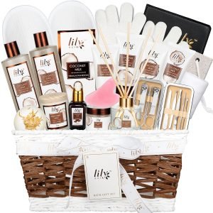 Christmas Gifts for Women – Coconut Vanilla Spa Gift Basket for Women 28 Pcs Luxury Bath & Body Set with Shower Gel | Relaxing Self Care Pampering Gifts for Her, Birthday, Mothers Day, Bridal Shower