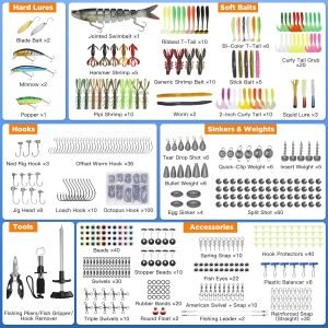 560Pcs Fishing Tackle Box Kit with Lures, Pliers, Hooks & Accessories – 4-Layer Waterproof Storage Box – Complete Fishing Gear Set for Freshwater/Bass Fishing – Ideal Gift for Men