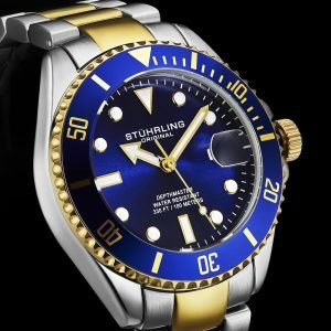 Stuhrling Original Men’s Dive Watch, Swiss Movement, Stainless Steel, Blue Dial, Stainless Steel Bracelet, 100M Water Resistant