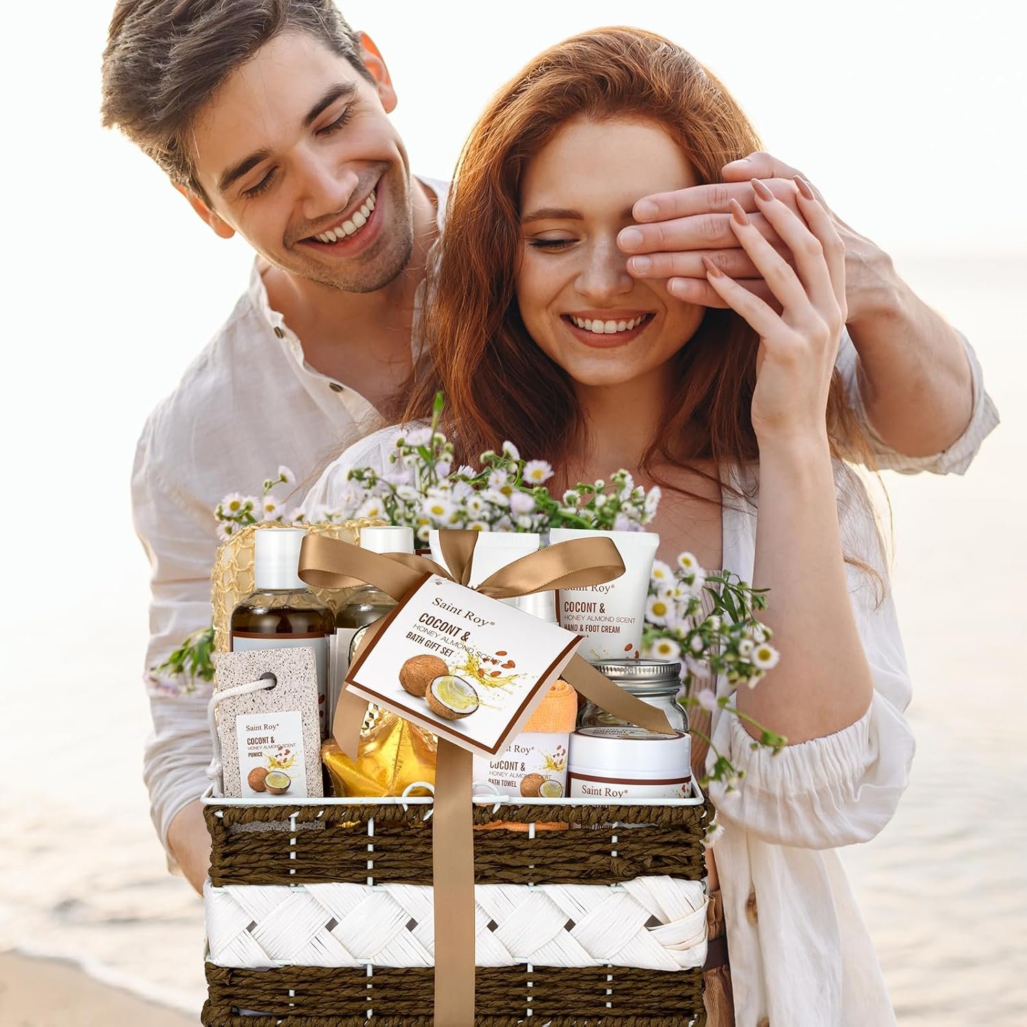 Spa Gift Basket Luxury Bath and Body Basket Set 17-Piece Coconut Honey Almond Christmas Gifts for Women Mom Her Large Luxury Home Spa Kit, Relaxing Self Care Pamper Gifts Birthday Bridal Shower Bath - Image 5