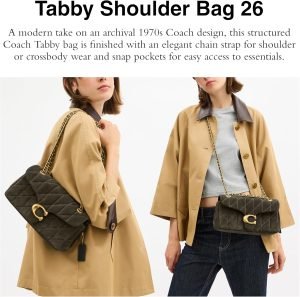 Coach Quilted Suede Tabby Shoulder Bag 26 with Chain