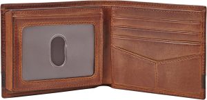 Fossil Men’s Leather Bifold Wallet with Flip ID Window for Men
