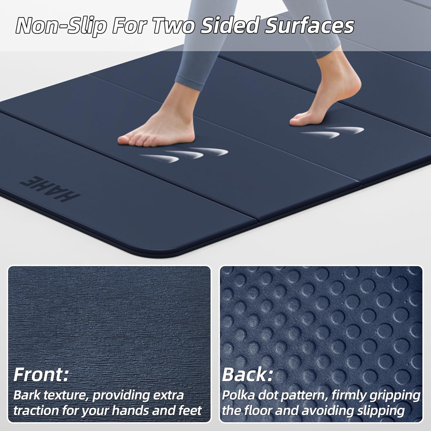 Foldable Yoga Mat, 74"Lx32"Wx1/3"Thick, Folding Exercise Mat, Non-slip Wide Pilates Mats for Home Workout/Travel, Portable Yoga Mat Thick for Yoga/Pilates/Camping/Floor Exercises - Image 5