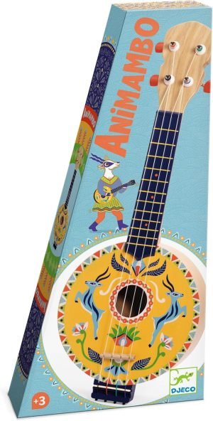 DJECO Animambo Banjo – Colorful Animal-Themed Musical Instrument for Toddlers – Educational Toy for Rhythm, Hand-Eye Coordination & Motor Skills – Toys for 3+ Years Girls & Boys