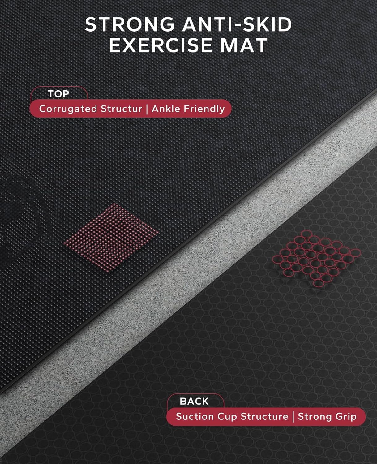 HAPBEAR Extra Large Exercise Mat-7'x5'/6'x8'/6'x9'/6'x10'/6'x12'x8mm(1/3 inch),Non-Slip, Ultra Durable, Thick Workout Mats for Home Gym Flooring Cardio, Yoga Mats for Fitness, High-Density Exercise Mat, Shoes-Friendly - Image 4