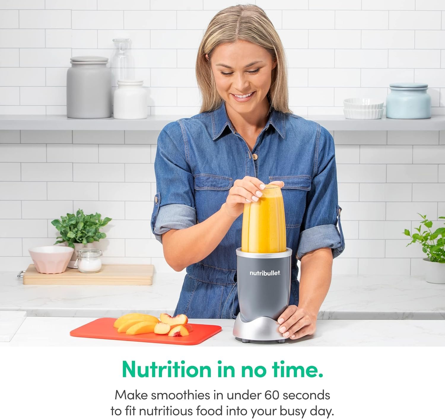 nutribullet Personal Blender, Shakes, Smoothies, Food Prep, and Frozen Blending, 24 Ounces, 600 Watt, Gray, NBR-0601WM - Image 7