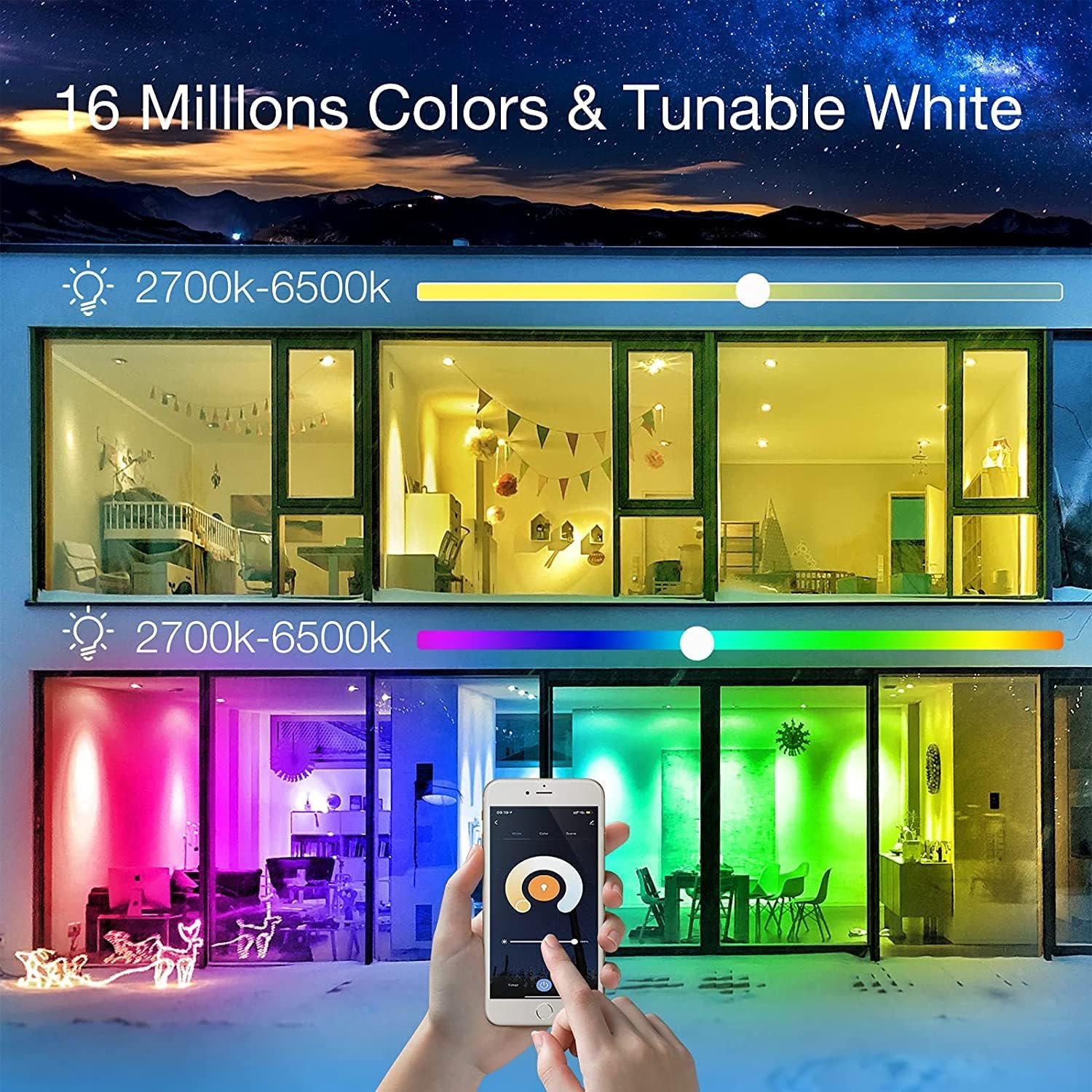 phopollo Smart Light Bulbs, RGBCW WiFi Multicolor Led Light Bulbs Compatible with Alexa & Google Home Assistant, A19 E26 9W 60W Equivalent 800Lumen, App Control, No Hub Required, 12 Pack - Image 4