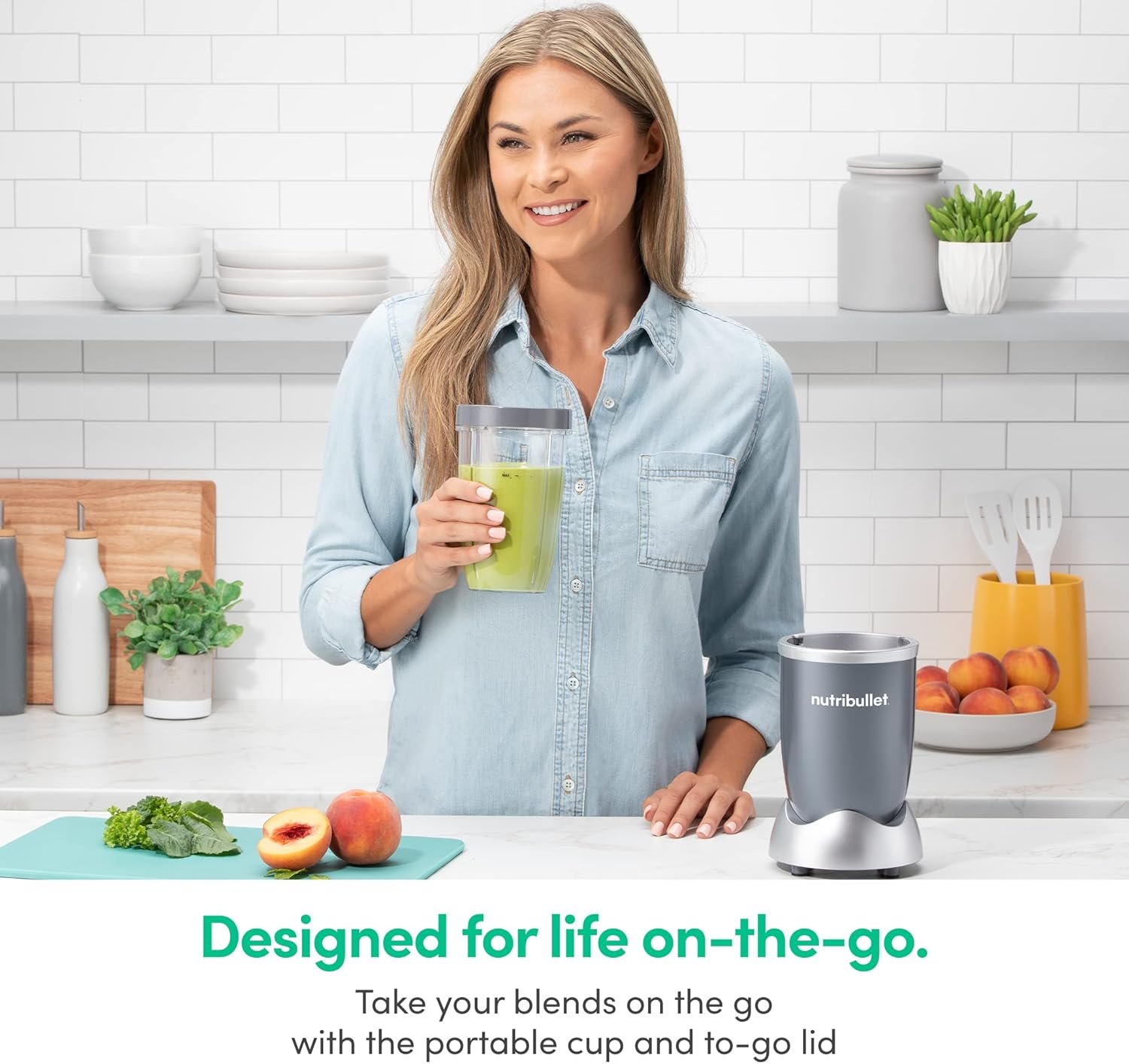 nutribullet Personal Blender, Shakes, Smoothies, Food Prep, and Frozen Blending, 24 Ounces, 600 Watt, Gray, NBR-0601WM - Image 6