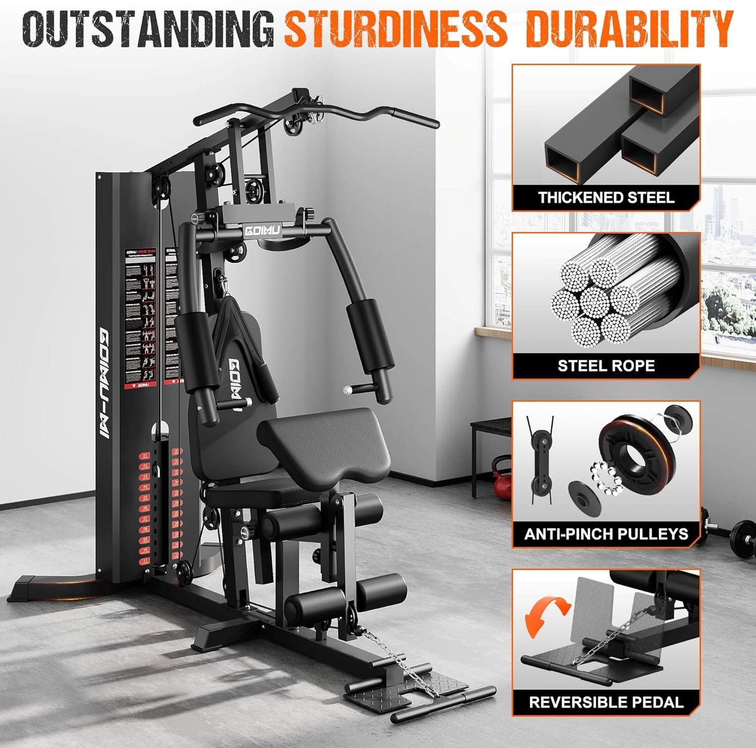 Home Gym, M1 Workout Station with 140LBS Weight Stack, Multifunctional Home Gym Equipment with Pulley System for Full Body Strength Training - Image 6
