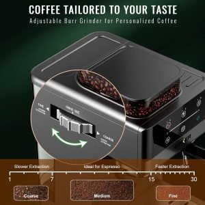 TENKER Espresso Machine with Grinder, 20 Bar Coffee Machine with Milk Frother for Home, Al...