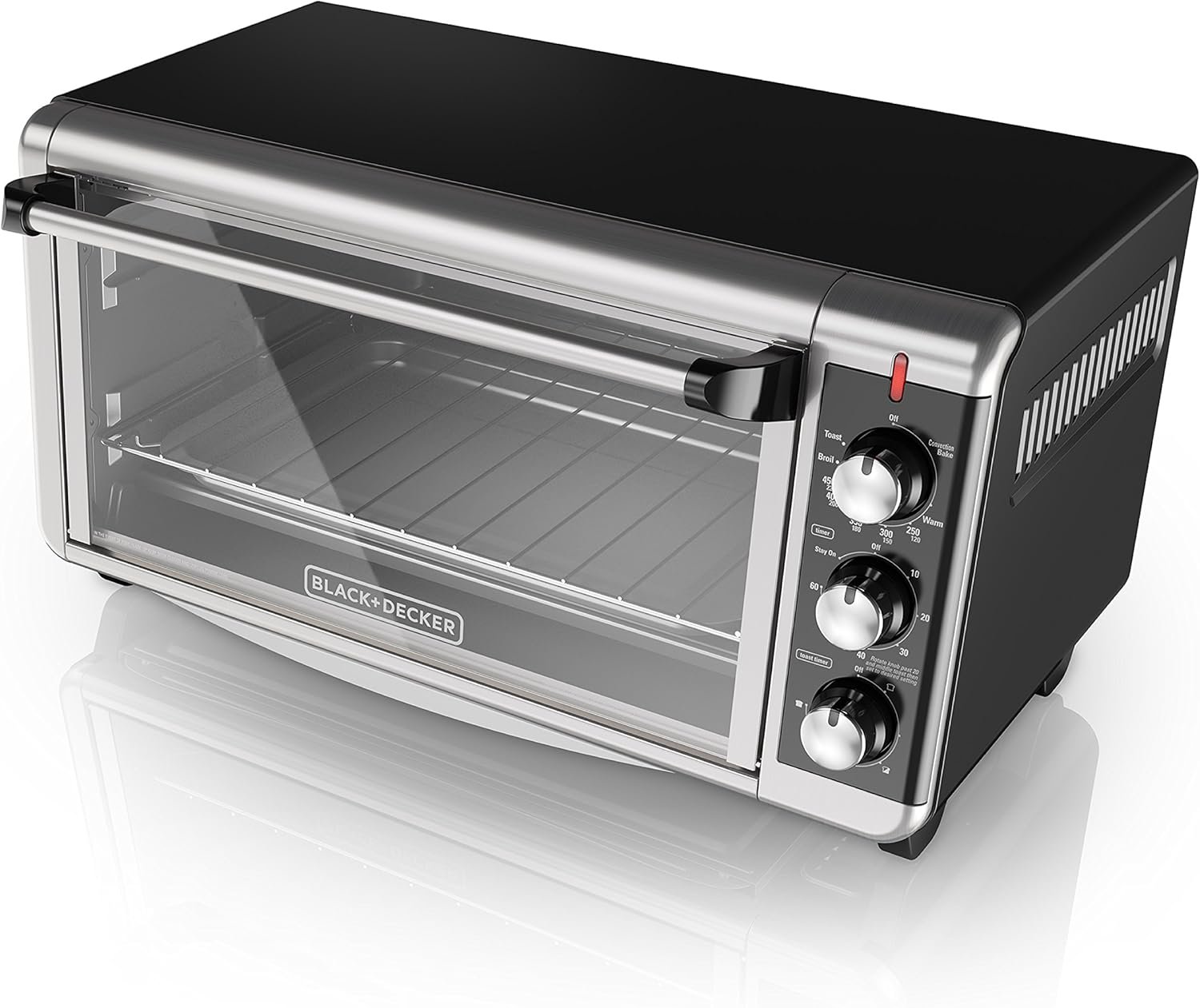 BLACK+DECKER 8-Slice Extra Wide Convection Toaster Oven, Fits 9"x13" Oven Pans and 12" Pizza, Bake, Toast, Broil, and Keep Warm Functions, Countertop Compact Design with Stainless Steel Finish - Image 15