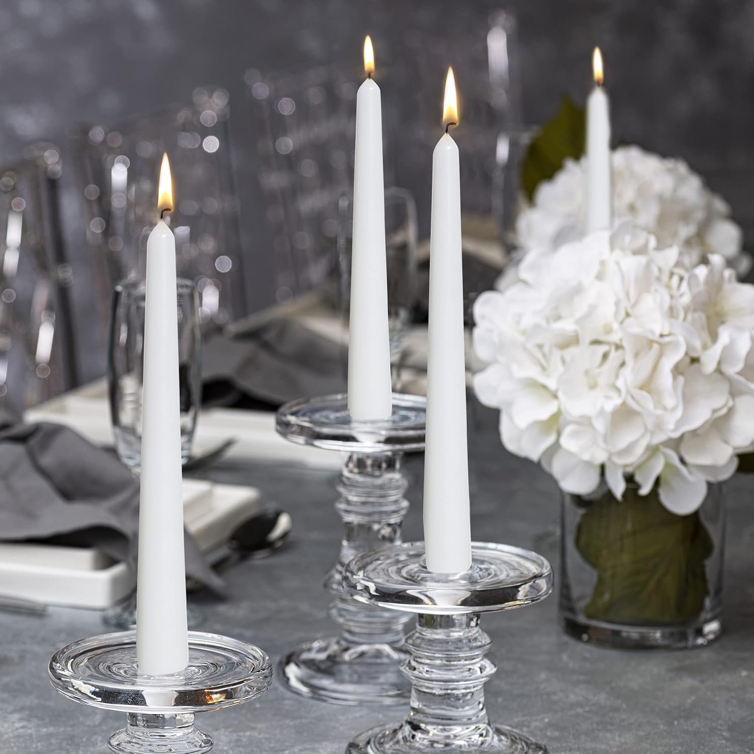 BOLSIUS White Taper Candles 100 Count Bulk Pack - 10 Inch Dinner Candle Set - 7+ Burn Hours - Premium European Quality - Smooth Flame - 100% Cotton Wick - Smokeless & Dripless Household Candlesticks - Image 6