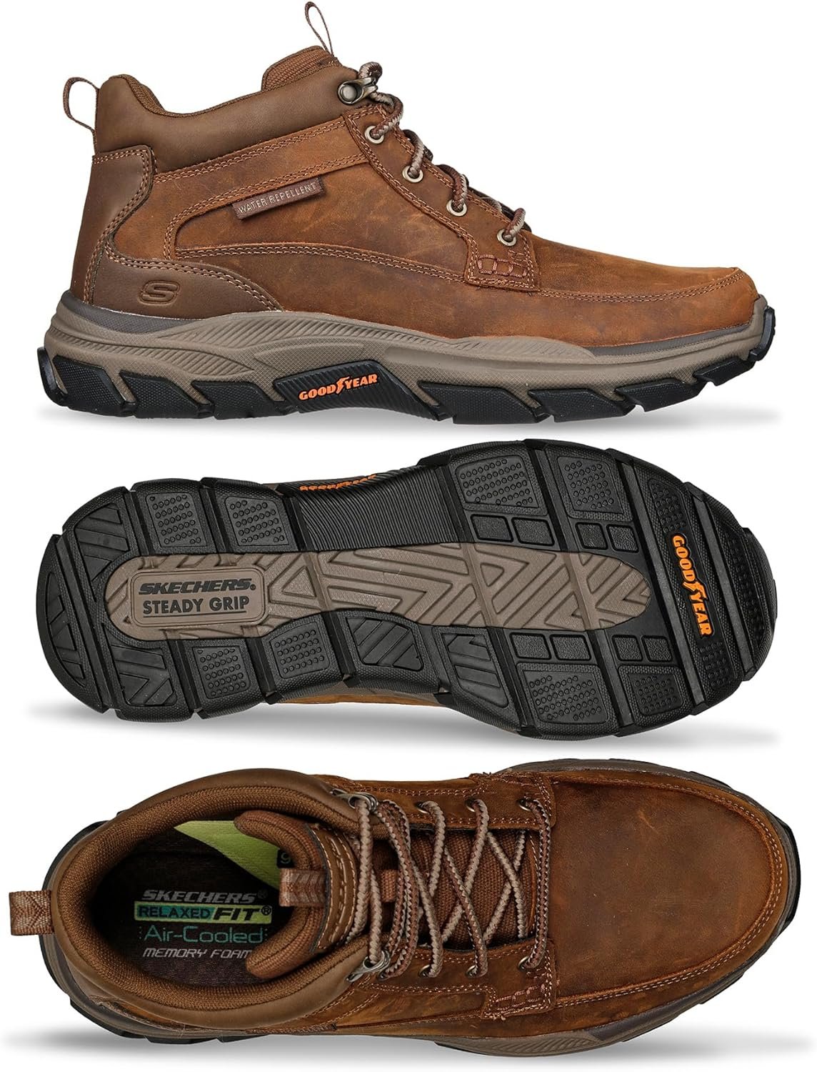 Skechers Men's Respected-Boswell Mid Top Leather Moc Toe Sneakers - Image 6