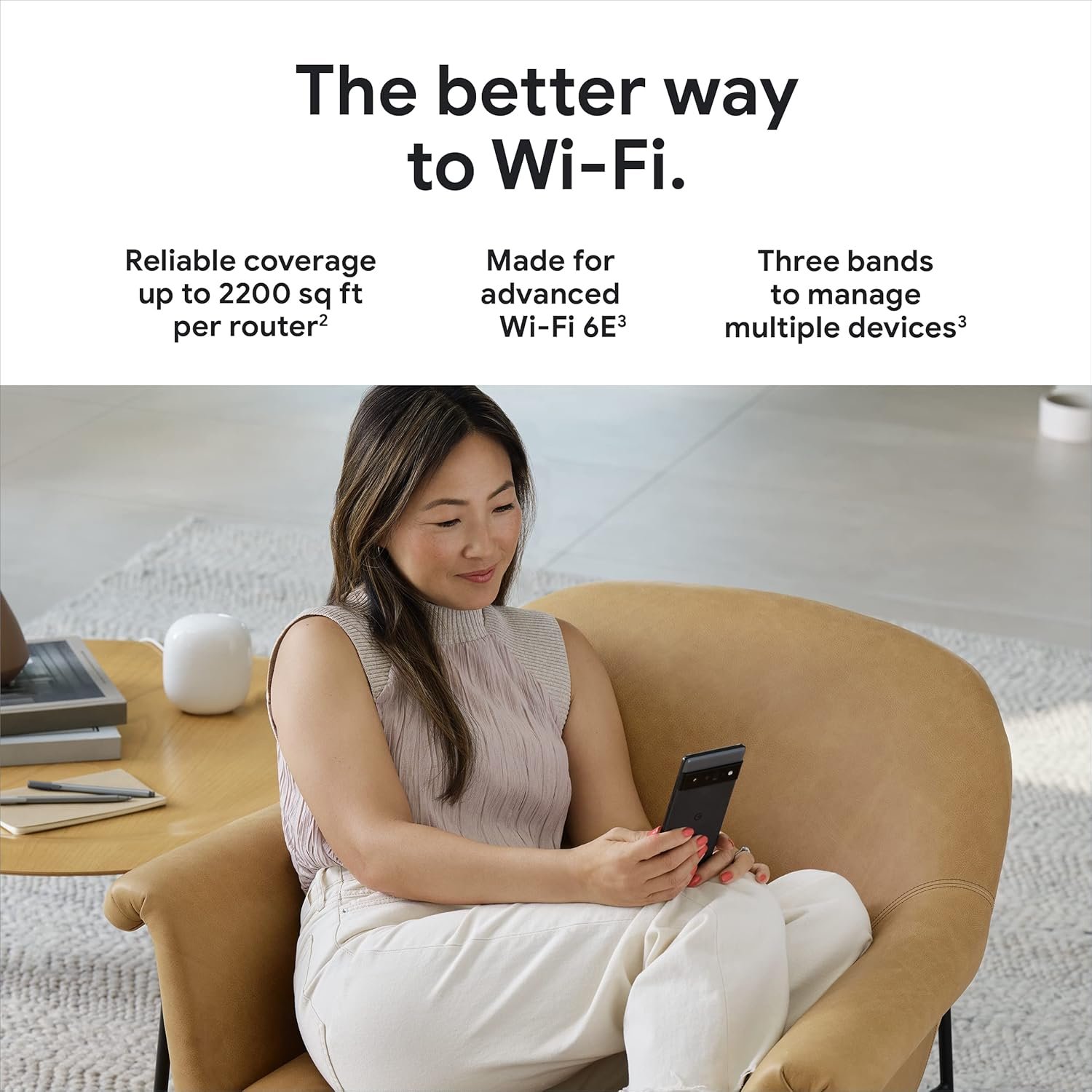 Google Nest WiFi Pro - Wi-Fi 6E - Reliable Home Wi-Fi System with Fast Speed and Whole Home Coverage - Mesh Router - 2 Pack - Snow - Image 2