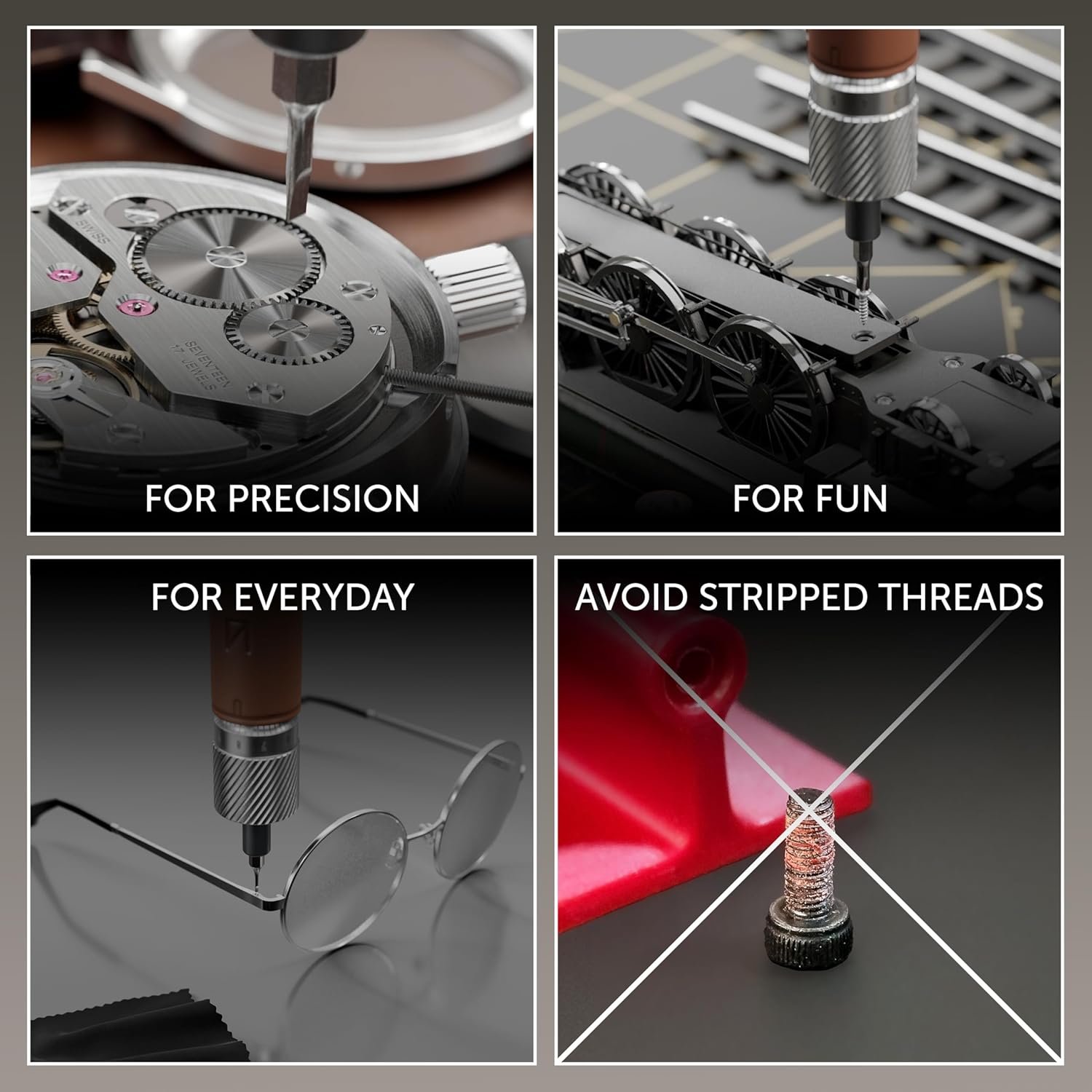 Lunar Artefacts Precision Electric Cordless Rechargeable Brown Leather and CNC Aluminum Screwdriver with 24 Magnetics Bits and Easy Storage Toolbox - Image 7