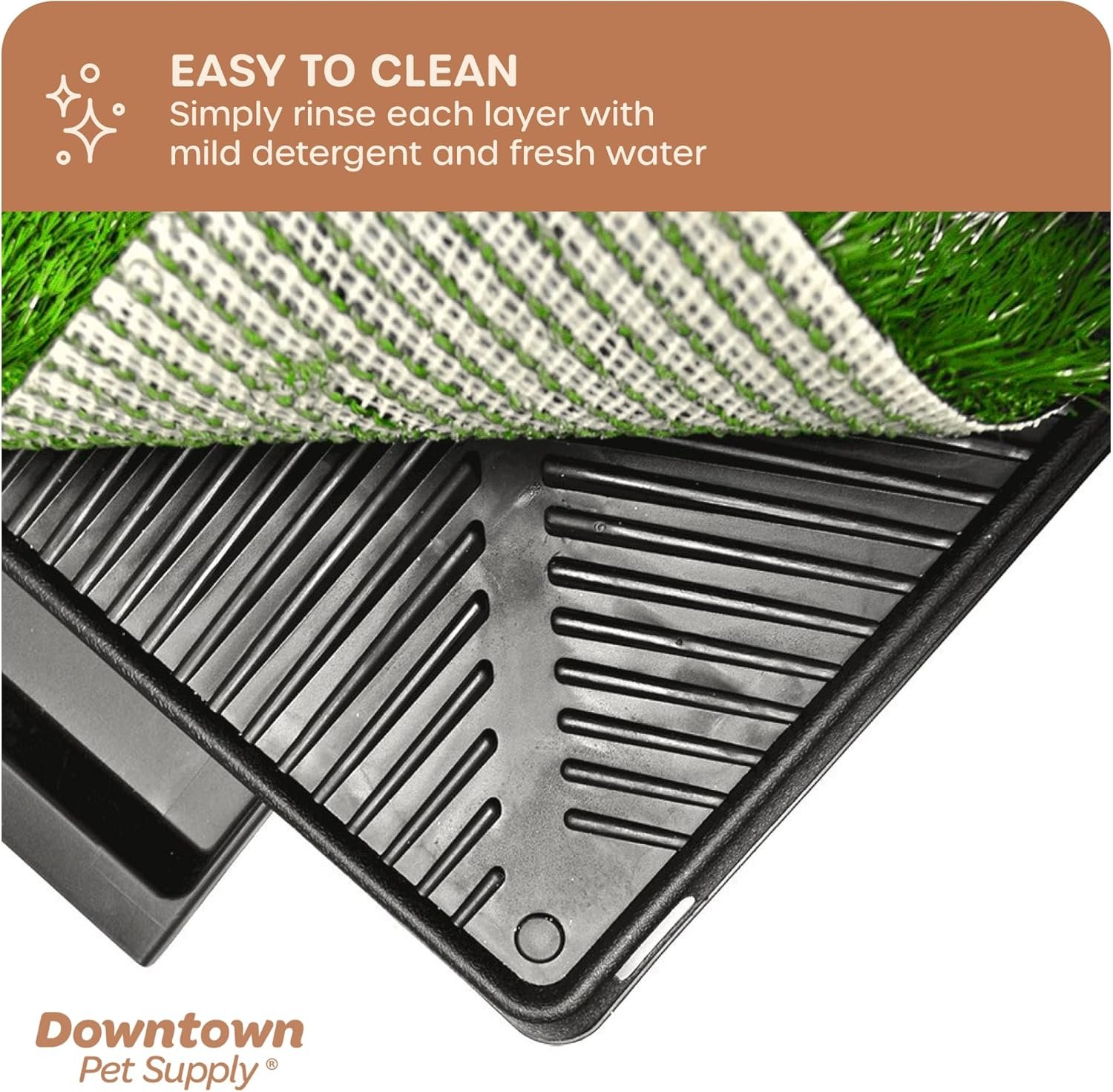 Downtown Pet Supply Dog Grass Pad with Tray, 20 x 25 w/Drawer - Outdoor and Indoor Potty System for Dogs with Replaceable Synthetic Grass Pee Turf - Portable and Waterproof Turf Dog Potty - Image 6