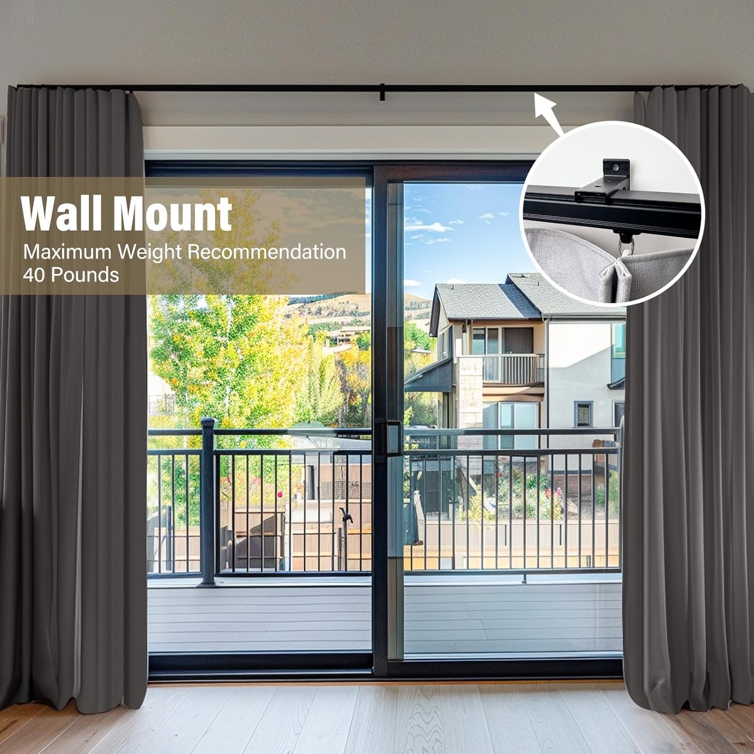 Ceiling Curtain Track, Curtain Track Ceiling Mount, Room Divider Curtain Rod or Wall with Rolling Hooks, Ceiling Shower Curtain Tracks Perfect for Privacy in Open Rooms,3-9ft Black. - Image 4