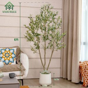 Olive Trees Artificial Indoor, 6FT Tall Faux Olive Tree with White Tall Planter, Artificia...