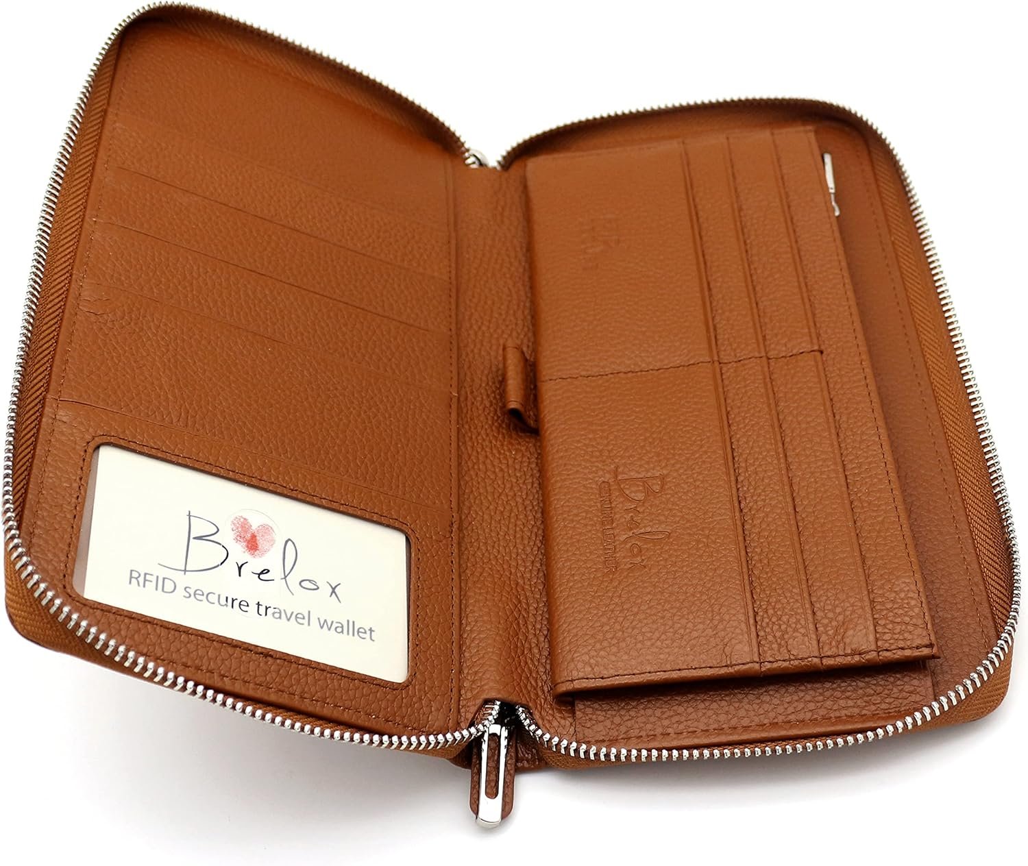 Brelox Travel Wallet Family Passport Holder - RFID Document Organizer for 4 5 6 passports - Genuine Leather - Brown - Image 9
