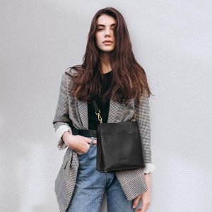 Kattee Leather Handbags for Women, Medium Soft Shoulder Tote Crossbody Purses Bucket Bags with 2 Straps