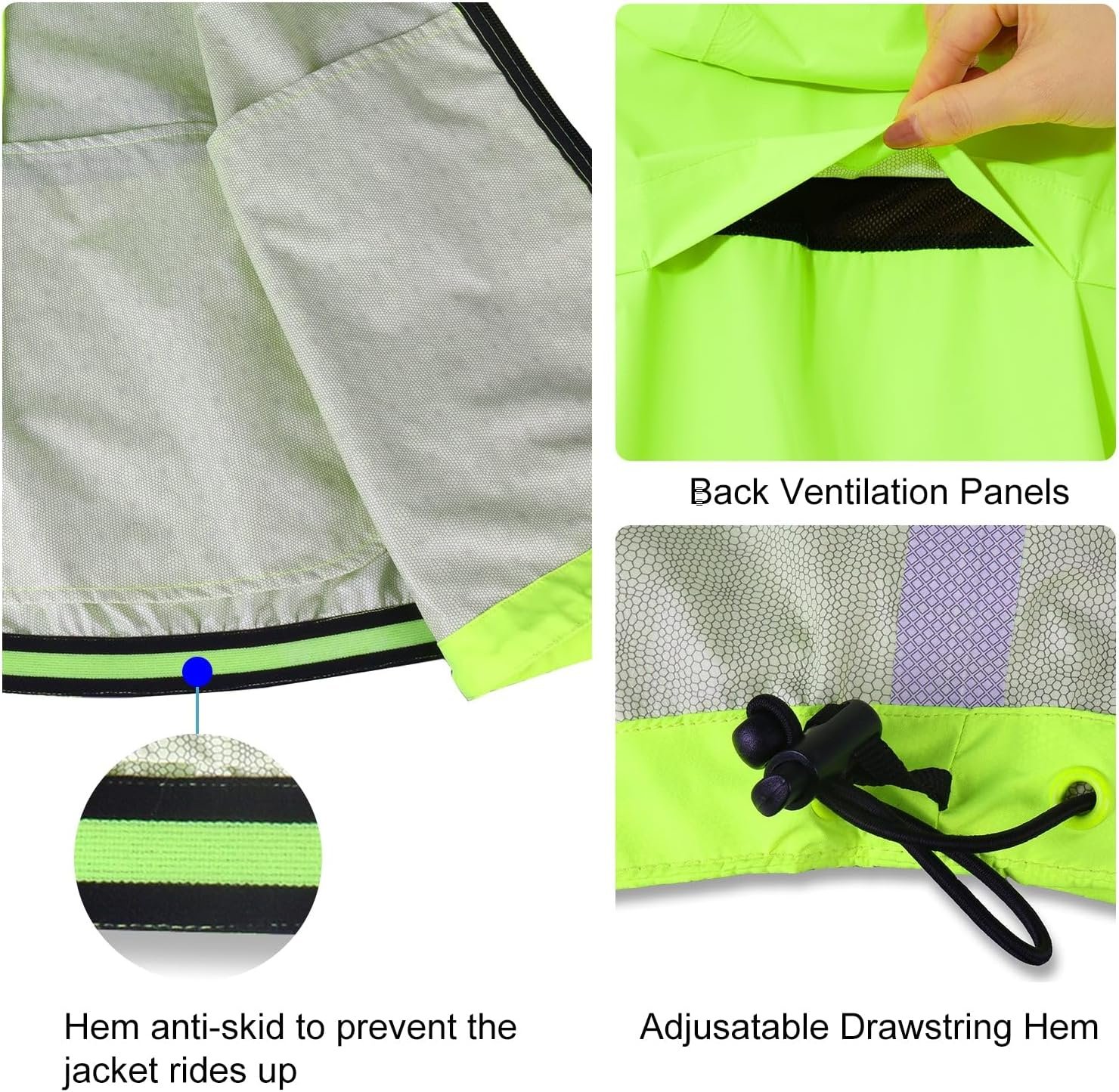 baleaf Men's Rain Jacket Waterproof Windbreaker Raincoat Running Cycling Hiking Gear Hood Lightweight Reflective Packable - Image 3