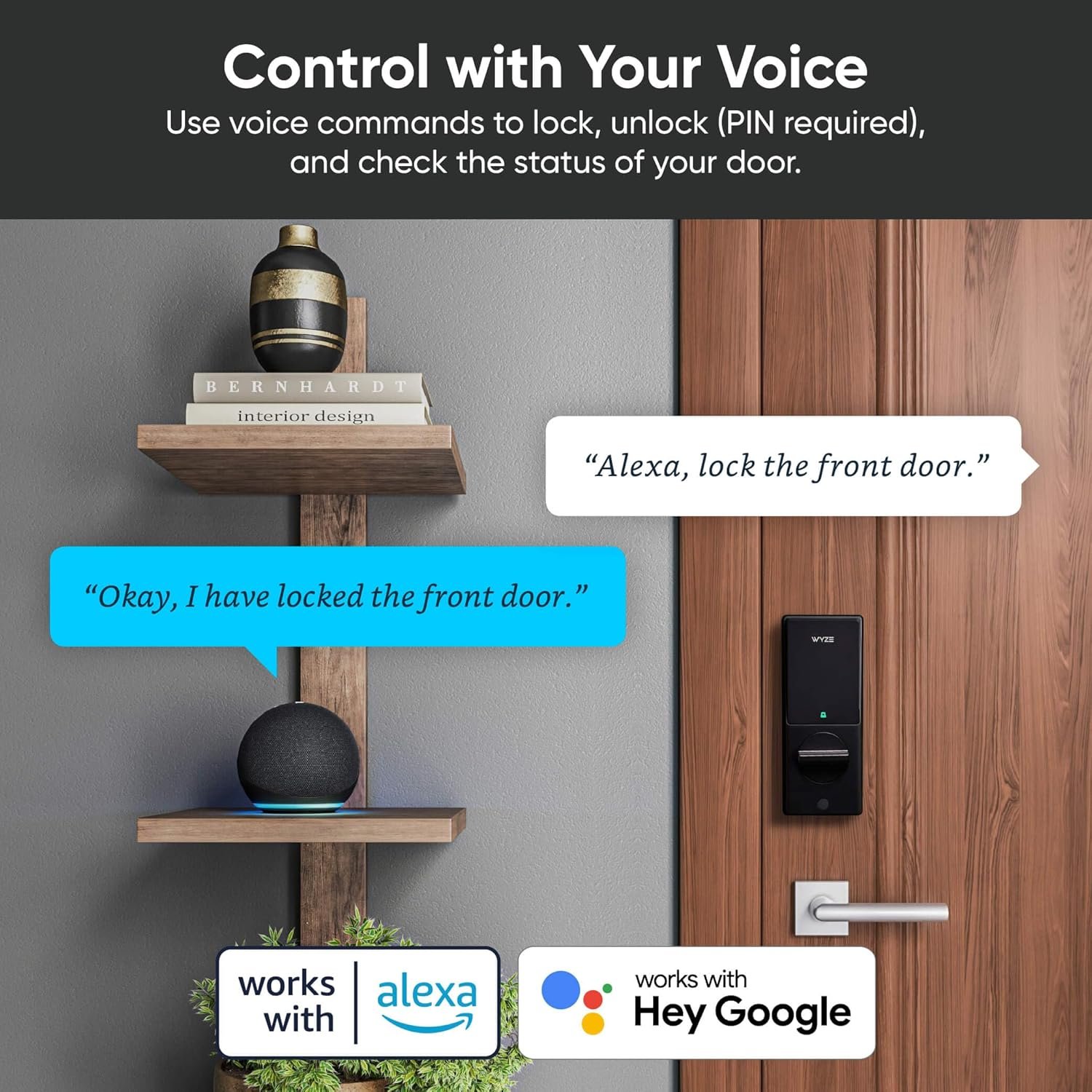 Wyze Palm Lock, Smart Door Lock with Palm Vein Recognition, Keyless Entry Smart Locks for Front Door, Keypad, Auto Lock, Dual Battery, Wi-Fi, Works with Alexa & Google, BHMA, IP53, Mechanical Key - Image 10
