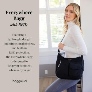 Baggallini womens Everywhere Bagg Crossbody Women 11×9 Lightweight Nylon Hobo Water-resistant Travel Bag W/Rfid