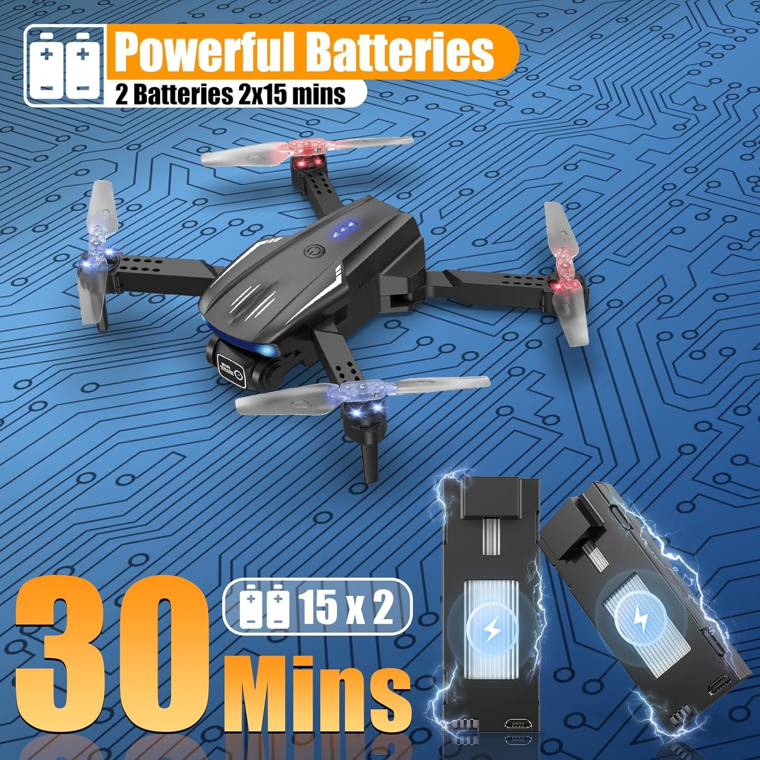 Drone with 1080P Camera for Kids Adults, Foldable RC Quadcopter with One Key Take Off/Land, Gesture Selfie, 3D Flip, 2 Batteries, Carrying Case, Toy Gift for Beginners - Image 4