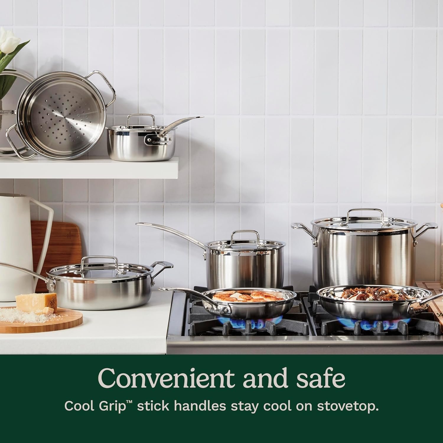 Cuisinart 12-Piece Cookware Set, MultiClad Pro Triple Ply Stainless Steel Cookware Set, Heat Surround Technology, Cool Grip Stick Handles, Oven Safe Up to 500°F, MCPS-12N, Silver - Image 3