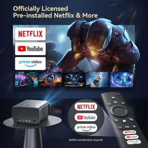 4K Smart TV Projector Compatible with Netflix, Portable Outdoor Projector with WiFi and Bluetooth ,AI Auto Focus & Keystone, Movie Projector with 30W Dolby, APP, HDR10+, Ceiling Proyector Home Theater