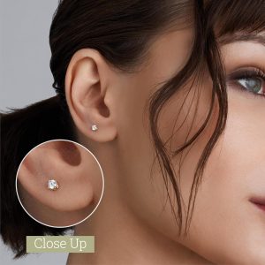 Gilded Lab-Grown Diamond 10KT White Gold and 10KT Yellow Gold Stud Earrings for Women| Hypoallergenic Fine Gold Jewelry | 4-Prong Basket, Push Back Nut | SI1 Clarity, F Color, Round Cut | 1/5,1/4,1/3,3/8,1/2,3/4,1 Carat Total Weight