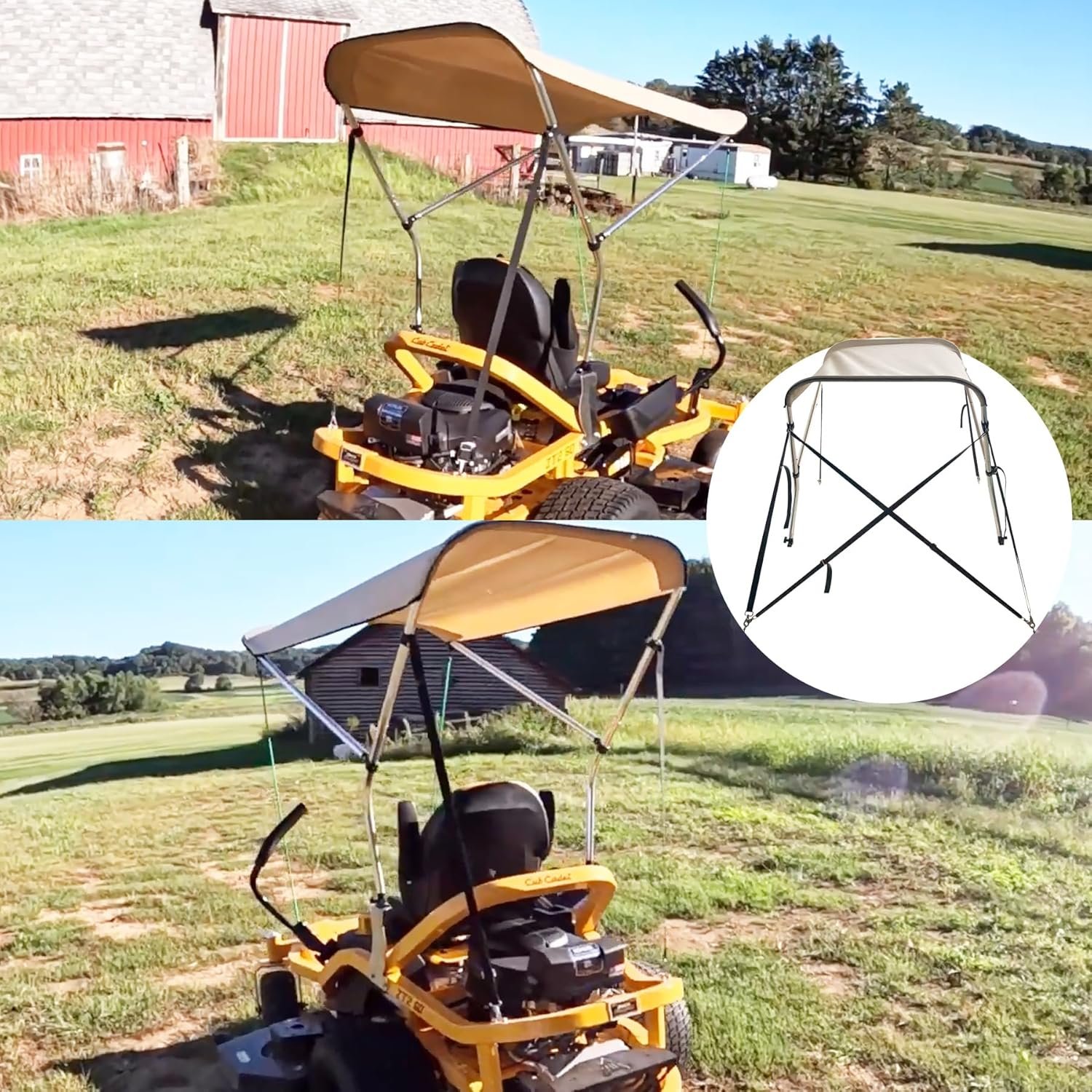 Sun Shade Canopy for Zero Turn Lawn Mower Fits John Deere,Kubota, Bad Boys,Cub Cadet,Troy Bilt and Other Brands,Foldable with UV Protection,Reduce Heat and Glare - Image 7