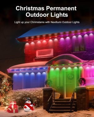 Nexillumi Permanent Outdoor Lights for House, 100ft Smart RGB Outside Lights with 72 Scene Modes, IP68 Waterproof Eaves Lighting for Christmas All Holiday Decorations