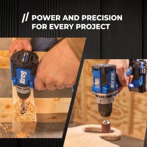 Kreg 20V Ionic Drive 1/2″ Compact Drill, 20V Blue Ion Charger & 2Ah Battery Pack – Professional Cordless Drill with Compact Design – For Woodworking & Everyday DIY Applications – KPTBDR050A
