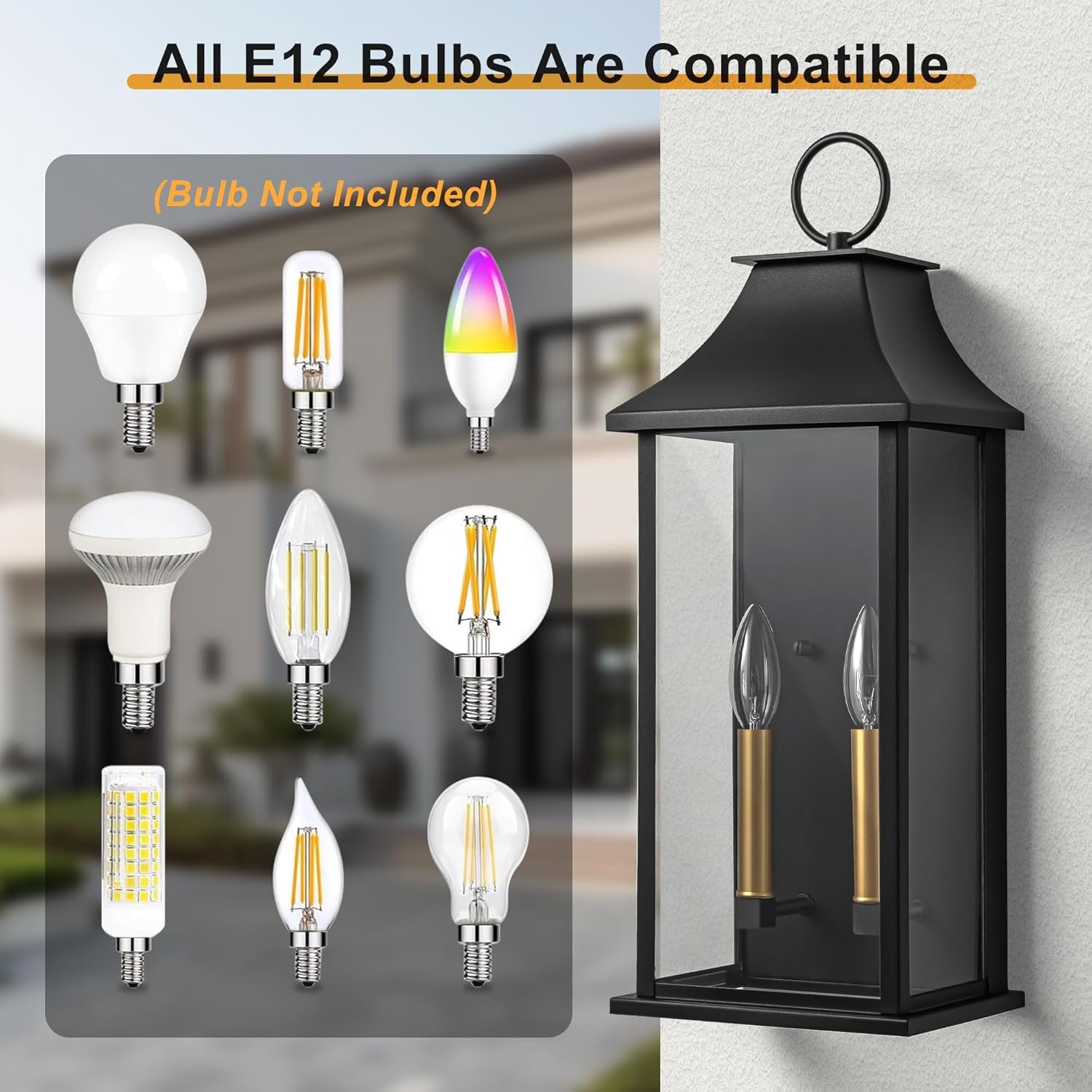 Dusk to Dawn Outdoor Wall Lantern 2-Light, 20.6" Large Outside Wall Sconce, Modern Black Wall Light Fixture with Glass, Waterproof Exterior Lamp for House, Porch, Garage - Image 6