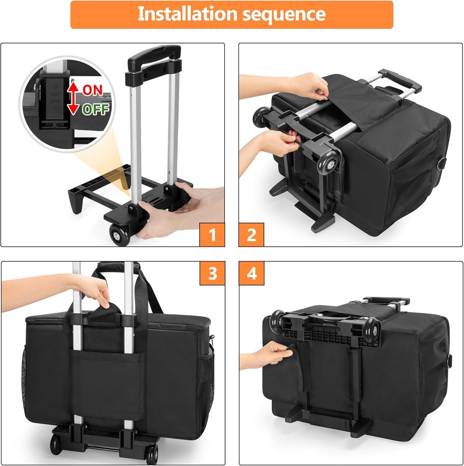 Trunab Rolling DJ Cable File Bag with Hard Padded Bottom,Detachable Dividers and Dolly,Travel Gig Bag for Professional DJ Gear, Musical Instrument and Accessories - Image 5