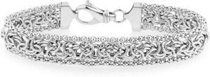 Miabella Italian 925 Sterling Silver, 18K Gold Plated Byzantine Beaded Mesh Link Chain Bracelet for Women, Made in Italy