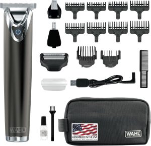 WAHL USA Stainless Steel Lithium Ion 2.0+ Slate Beard Trimmer for Men – Electric Sha...