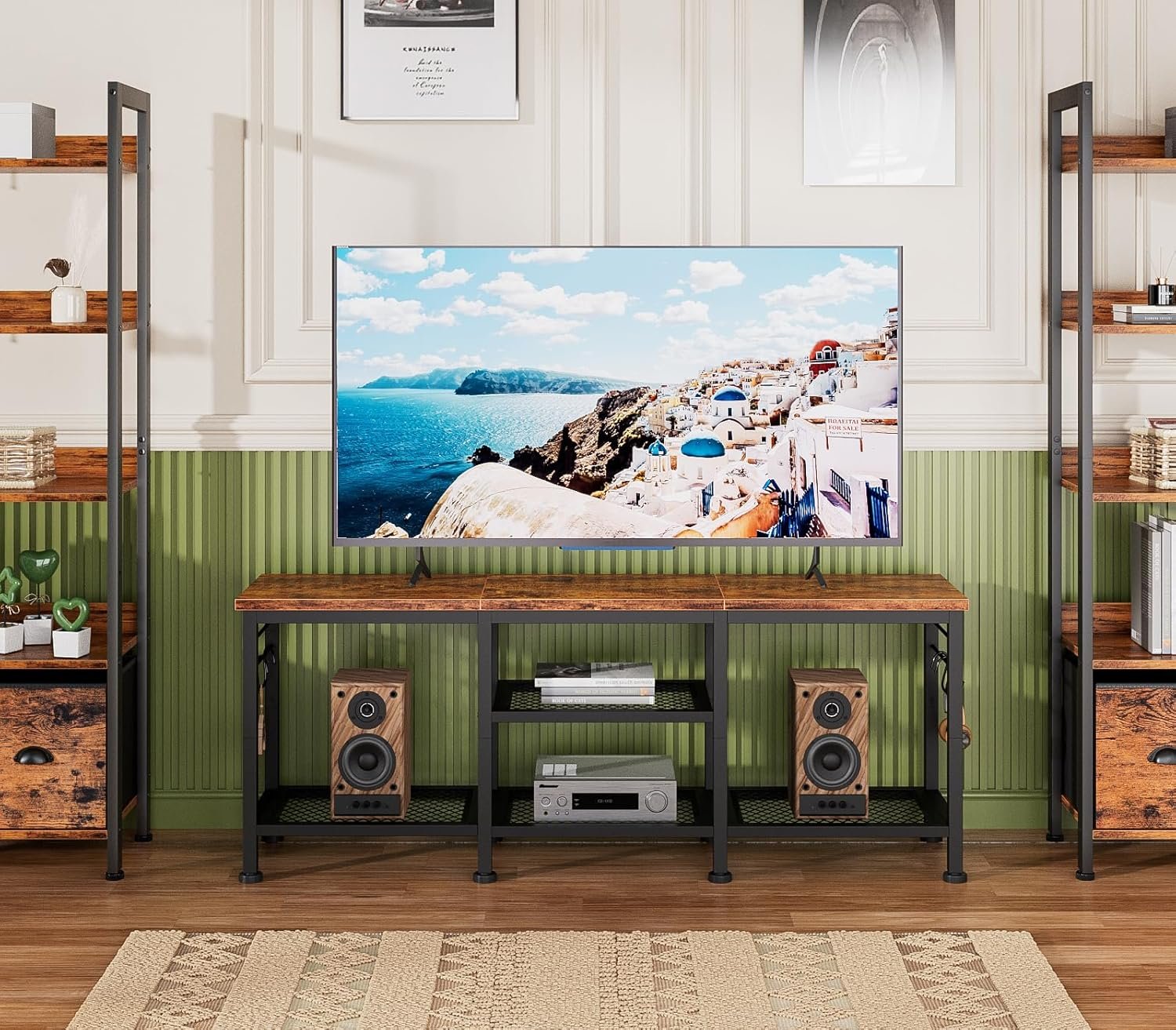 Furologee TV Stand for TVs up to 55 Inch, Entertainment Center with Open Storage Shelves, Media Console Table with Soundbar Shelf for Living Room, Bedroom, Rustic Brown - Image 8