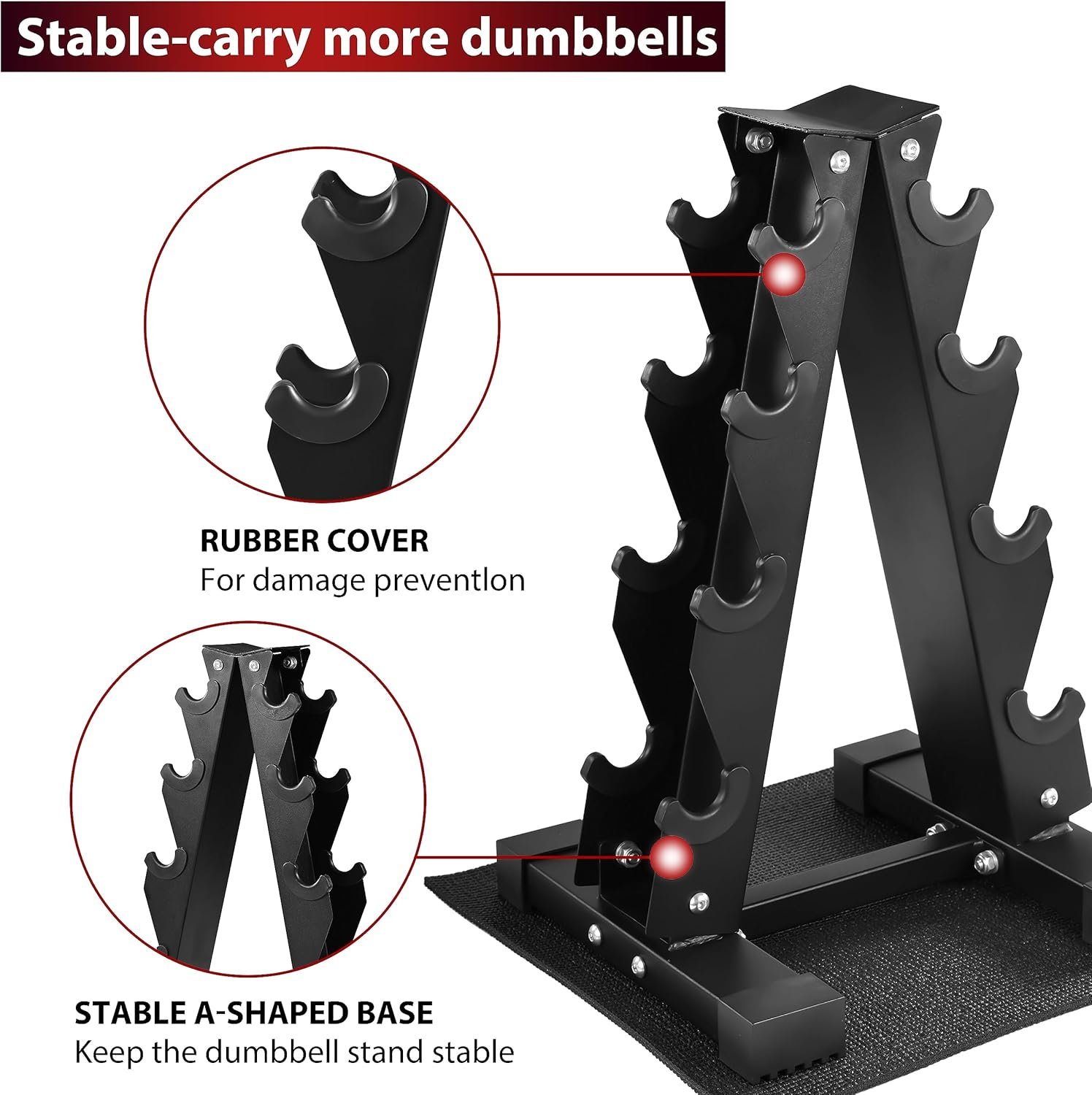 Fitvids Premium Rubber Coated Hex Dumbbell Weight Set, Multiple Packages - Image 5